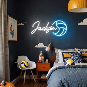 Custom Volleyball Name Neon Sign|Kids Name Led Light Sign|Nursery Kid Room Decor|Volley Ball Gift For Him|Volleyball Player Christmas Gifts