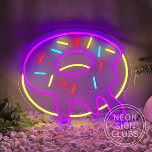 Cute Donut Neon Sign for Wall Art Decor,Lovely Food Donuts Led Light Signs for Snack Bar Home Kitchen Business Bakery Restaurant Cafe Shop