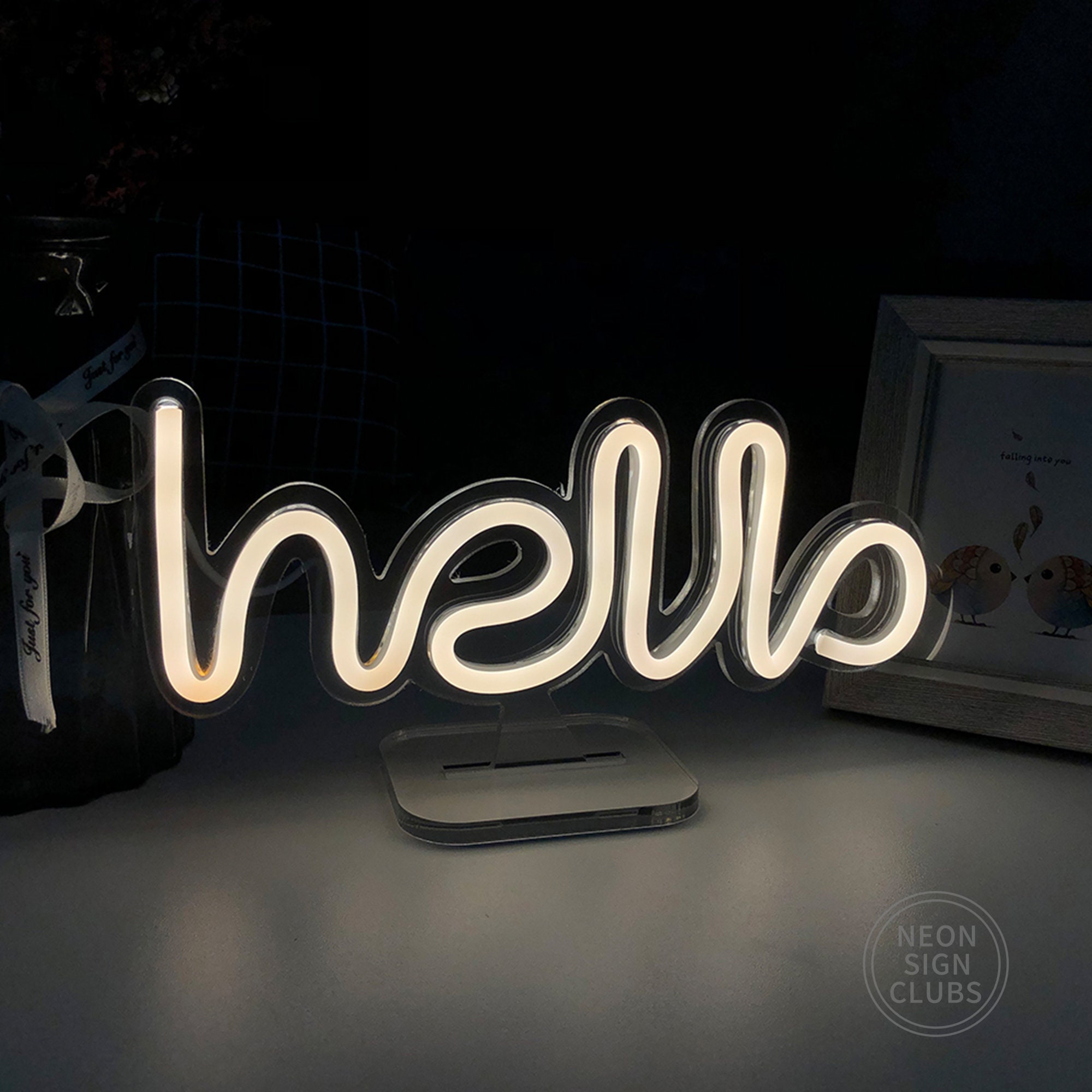 10.6 USB LED Mini Neon Lamp Hello Neon Sign Home Living Etsy