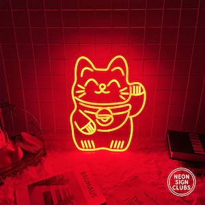 Cat Anime Neon Sign, Fortune Cat,Neon Sign for Business ,Led Sign for Bar, Cafe,Restaurant Shop ,Wall Decor,Personalized gift