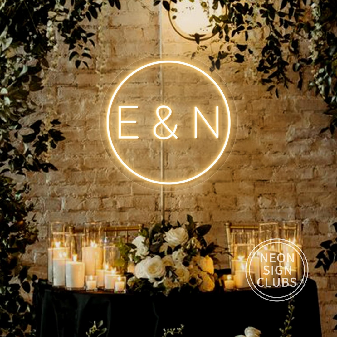 Custom Initials Wedding Neon Sign, Minimalist LED Wall Decor - Etsy