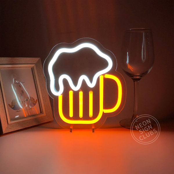 7.8" USB Beer Signage, LED Mini Lamp with Table Stand, Home Bar Pub Club Signs, Wall Decoration, Home Living Room Decor