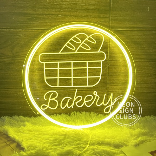 Brot und Baguette Bäckerei Neon Schild, Neon Brot Schild, USB LED Schild zur Eröffnung des Brotladens, Neon Schilder graviert, Custom Shop Signage, Tischschild