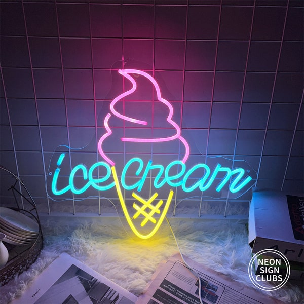 Ice Cream Neon Sign,Neon Sign Custom,Gelato Neon Signs,Business Signboard For Ice Cream Shop Store Dessert Cafe Bar Decor,Neon Wall Art