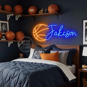 Custom Basketball Name Neon Sign Basketball Room Decor Kids Name Neon Sign Nursery Children Bedroom Wall Decor Art Basketball Player Gifts