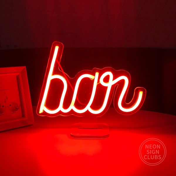 9.8x8" Bar Neon Sign LED Light Sign Mini Lamp Neon Bar Sign Custom Neon Sign Bedroom Room Home Decor USB LED Neon Light Personalized Gift