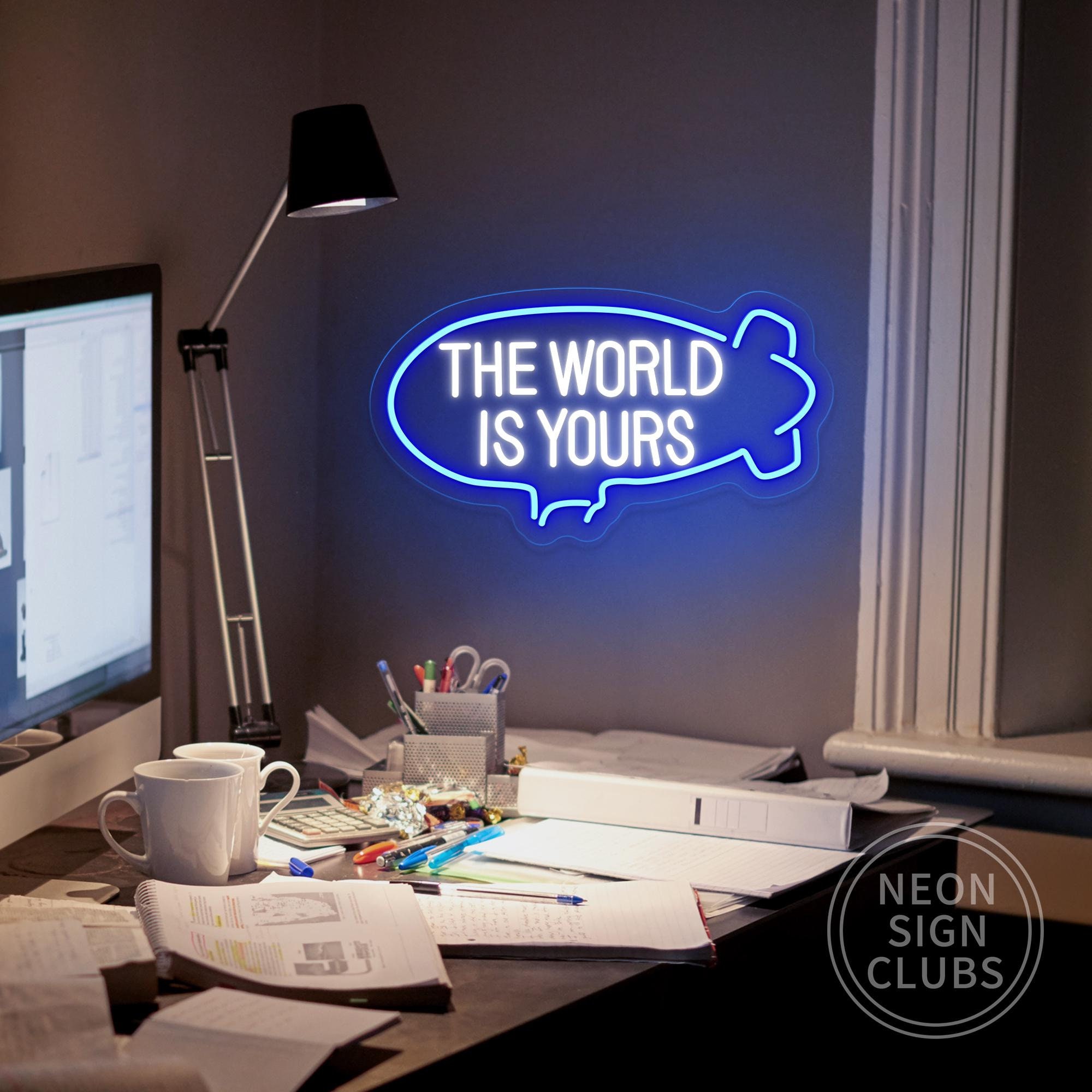Insegna Al Neon "Il Mondo è Tuo": Luce LED Decorativa Per Parete, Scritta Ispirazionale Per Camera Da Letto, Soggiorno O Ufficio