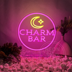 Charm Bar Neon Sign: Moon & Star LED Wall Decor