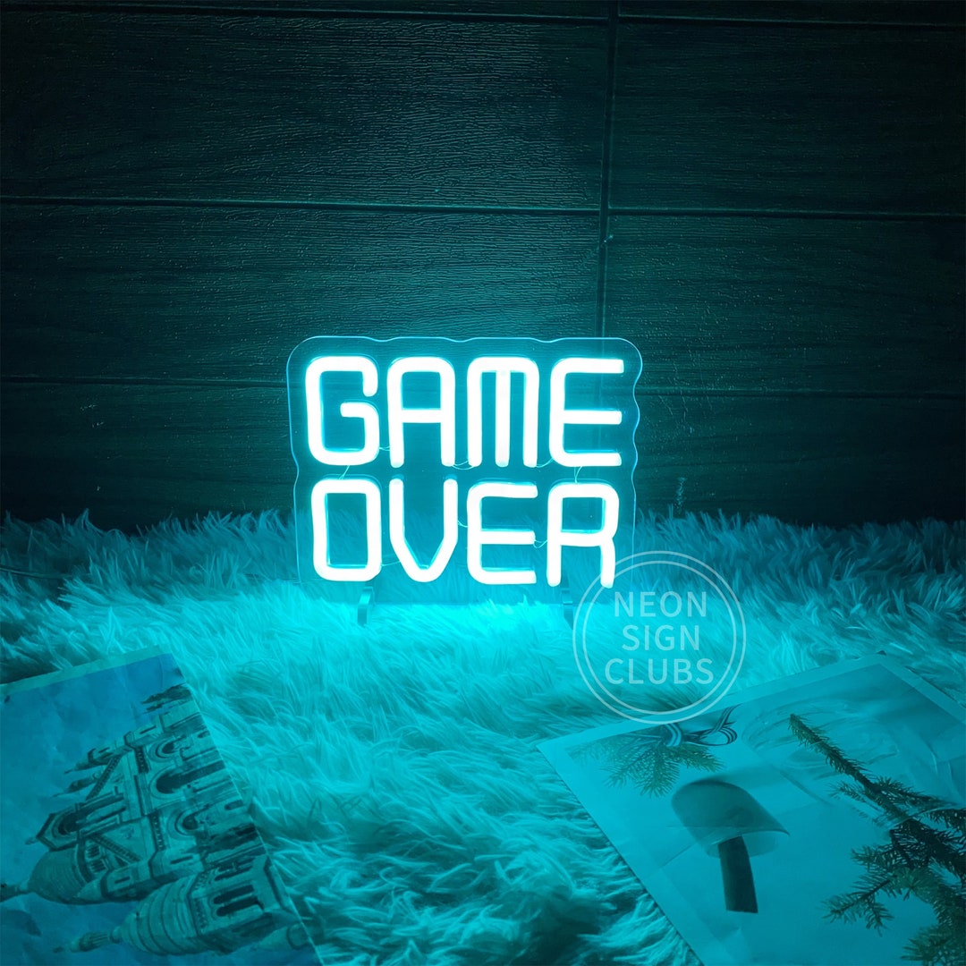 8x6in Game Over Neon Light Sign Table Lamp LED Lights for Game Room