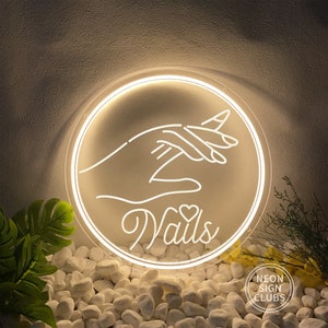 Nails, Enseigne LED pour salon de manucure, Néon USB, Enseigne manucure, Enseigne acrylique gravée, Enseigne néon personnalisée, Décoration murale pour salon de beauté