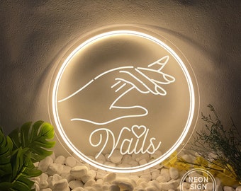 Letrero de neón de uñas: Decoración para salón de manicura, acrílico grabado