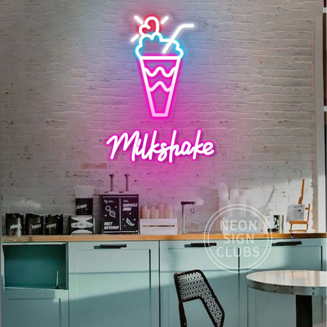 Milkshake Neon Sign,coffee Bar Decor,custom Neon Sign,milk Shake Neon Signs,drink Shop Boba ...
