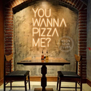 You Wanna Pizza Me? Neon Sign, Custom Pizza Fast Food LED Neon Light, Pizza Shop Decor, Restaurant Wall Sign, Gift For Pizza Lovers Warm white