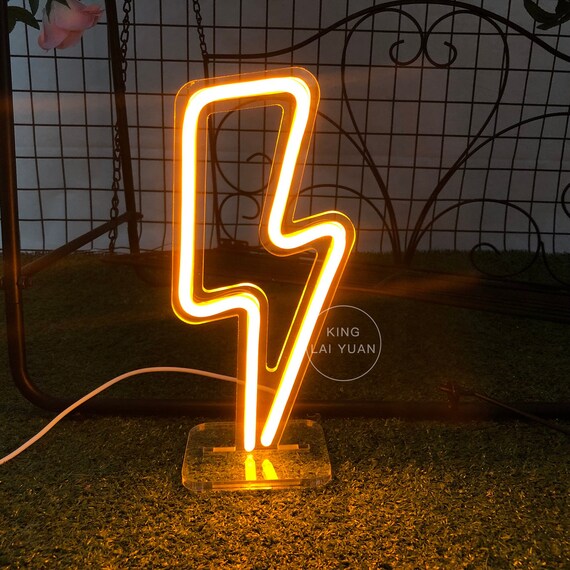 Lightening neon sign, thunderbolt neon Led for game room, gift for game  lover, wall art design for bedroom and kids room