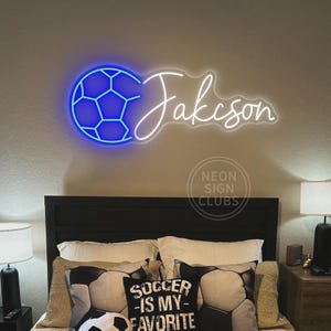 Custom Soccer Name Neon Sign: Kids Room Decor