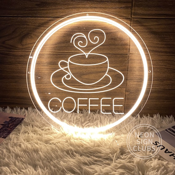 Coffee Neon Sign,Battery Or USB Operated,for Wall Decor,for Business,Restaurant,Bar Decoration (White/Pink/Blue