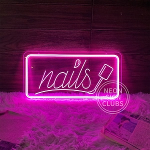 Nail Neon Sign,Nails Salon Engraved acrylic Sign,USB led Sign For Nail Salon Opening Gift,Custom Shop Signage,Nail Salon Wall Decor