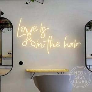 Love is in the Hair Scissors Neon Leuchtreklame, Friseur Neon Leuchtreklame, Hair Studio Wand Dekor Leuchtreklame, Beauty Room Neon Leuchtreklame, Salon Geschenk für sie