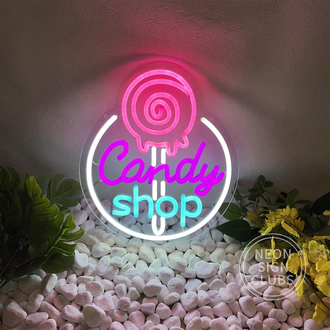 Candy Shop Neon Sign: Custom Storefront Wall Art - Etsy