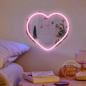 Heart Mirror Neon Sign|Girl Room Drom Salon Mirror Decor|Y2K Style Mirror Neon|Custom Mirror Neon Sign|Make-up Mirror Light|Gift For Her