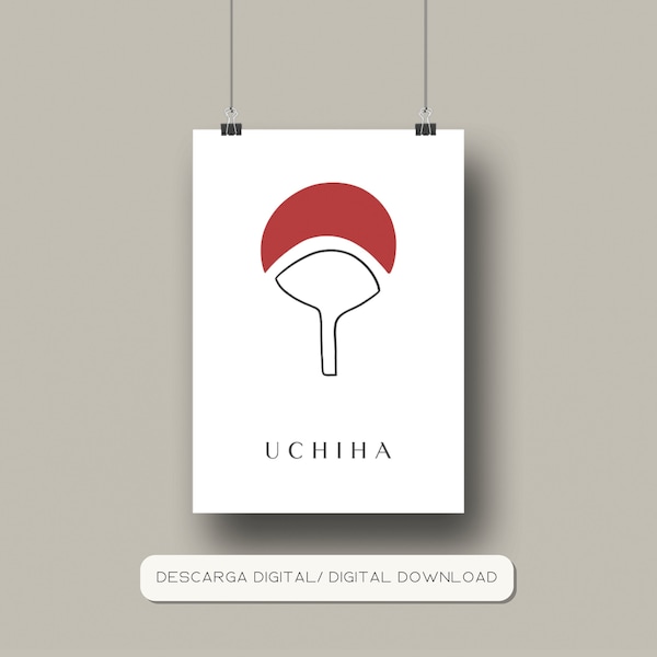 Clan Uchiha - Poster Minimalista de Naruto - Descarga Digital - Arte anime minimalista - Decoración de Anime