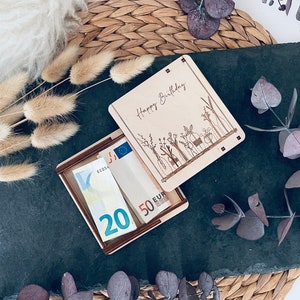 Money gift birthday, wish fulfillment box, voucher packaging made of wood, money gift anniversary, money envelope girlfriend, V04