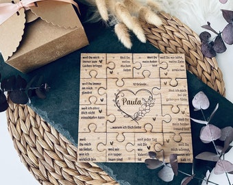 Gründe warum ich dich Liebe, Geschenk zum Valentinstag, personalisiertes Puzzle aus Holz, Geschenk für Ihn, Jahrestag, Hochzeitstag, V04