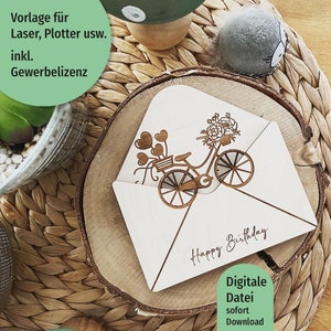 Bicicleta de regalo de dinero con archivo láser, plantilla de trazador de bicicleta eléctrica con vale SVG, regalo personalizable, incluida licencia comercial, xtool, bicicleta de montaña