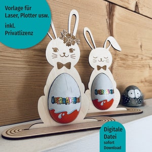 SVG Laser Datei Osterhase Ü-Ei, Plotterdatei Osterhase, Überraschungsei Halterung Vorlage, dxf, xtool, mr Beam Geschenkidee