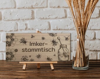 Stammtisch Schilder individuell, Vereinsschild aus Holz, personalisiert, Tischaufsteller, Stammtischschild mit eigenem Logo, V01