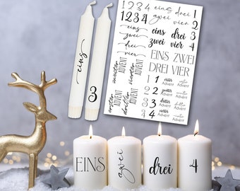 Christmas candle stickers, Advent candle tattoos, Advent numbers, Christmas tattoo foil, DIN A4, candles, porcelain, DIY stickers, V06