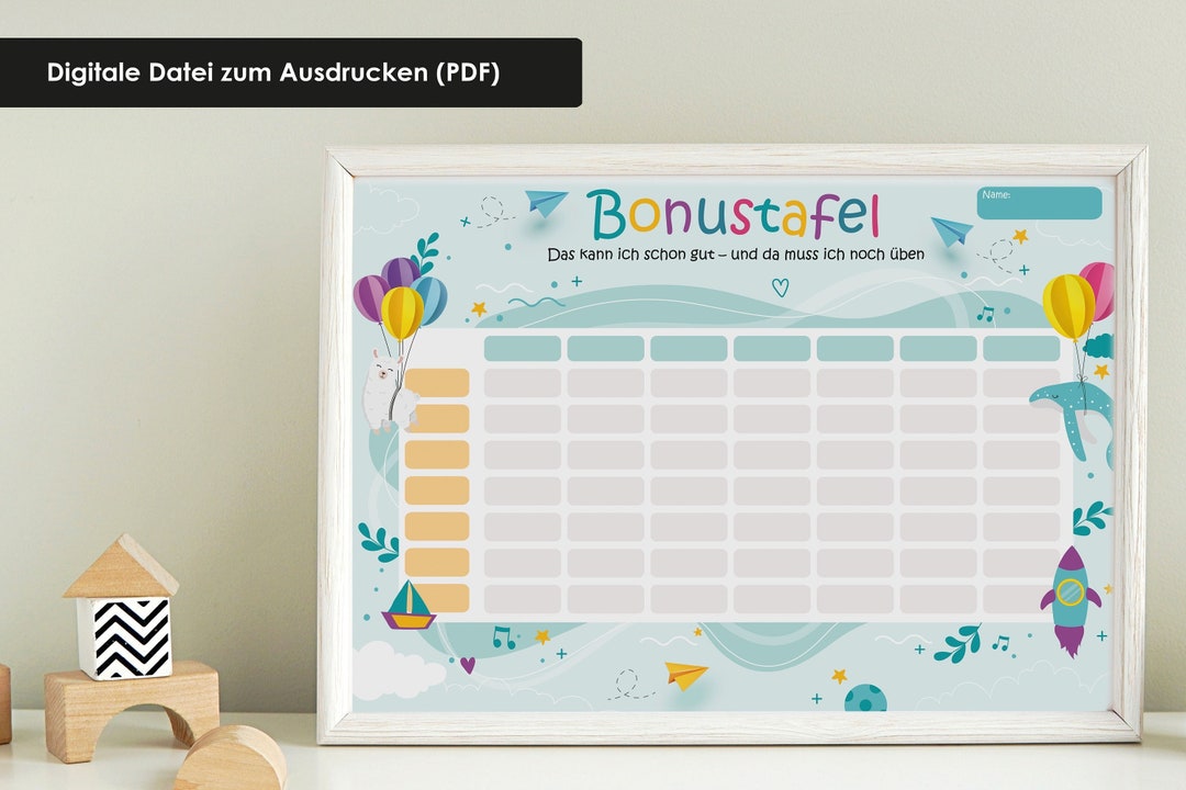 Belohnungstafel für Kinder zum selber ausdrucken Digitale Datei PDF