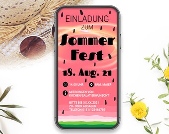 Invitation summer party, birthday - digital card for download, Whatsapp Messenger, After Corona Party, card, print yourself, flyer