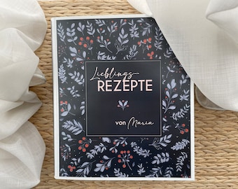 Rezeptordner A4 personalisiert, mit Einleger, Kochbuch, Rezeptebuch, Rezeptblock, Geschenk für Frauen, Geschenkidee für Küche, V02