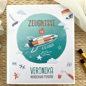Carpeta de certificados, carpeta de certificados, carpeta de certificados, regalo de matrícula escolar, personalizada, carpeta de certificados, premios, V02