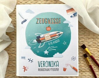 Zeugnisordner, Zeugnismappe, Sammelmappe Zertifikate, Geschenk zur Einschulung, personalisiert, Urkundenmappe, Auszeichnungen, V02