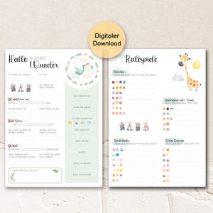 Tarjetas para rellenar para juegos de fiesta de bebés, juego de adivinanzas para baby shower, juego de predicción de nacimientos, tarjetas de deseos para imprimir como descarga digital, jirafa, cigüeña