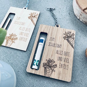 Money gift for the start of school made of wood, pendant school start, voucher, school introduction, V06