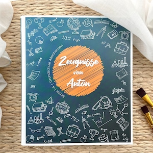 Carpeta de certificados, carpeta de certificados, carpeta de certificados, regalo de matrícula escolar, personalizada, carpeta de certificados, premios, V02