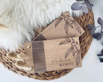 Livret de vœux de mariage en bois, livre de vœux de mariage, enveloppe de vœux, souvenir de mariage personnalisé, cadeau de fiançailles, cadeau pour les jeunes mariés, V05