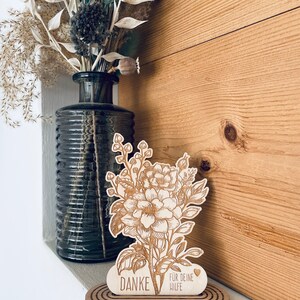 Quadratische DANKE-Karte Mit Blumenstrauß – Goldglänzend, Inkl. Umschlag (15x15 Cm)
