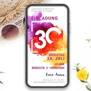Invitation à la fête du 18e, 20e, 30e, 40e, 50e, 60e anniversaire - carte numérique, par ex. Téléchargez, WhatsApp, After Corona Party, imprimez-vous, flyer