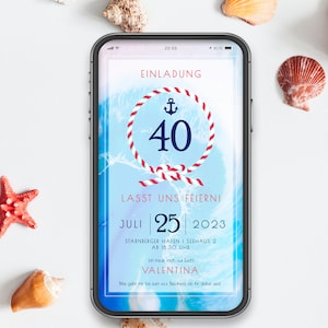 Einladung zum Geburstag - digitale Karte, Maritim