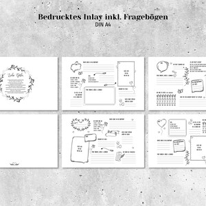 Gästebuch Hochzeit mit Fragen aus Holz, Erinnerungsbuch personalisiert, Geschenk zum Geburtstag, 3D Schriftzug, Acryl, DIN A4, V01 Bild 7