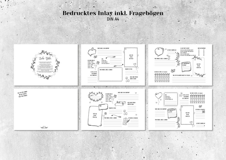 Gästebuch Hochzeit mit Fragen aus Holz, Erinnerungsbuch personalisiert, Geschenk zum Geburtstag, 3D Schriftzug, Acryl, DIN A4, V01 Bild 7