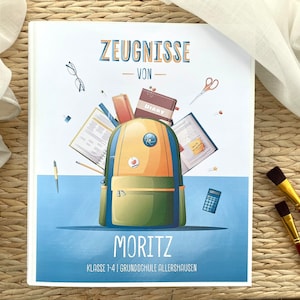 Zeugnisordner, Zeugnismappe, Sammelmappe Zertifikate, Geschenk zur Einschulung, personalisiert, Urkundenmappe, Auszeichnungen, V02