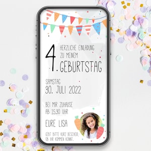 Invitación digital de cumpleaños infantil.