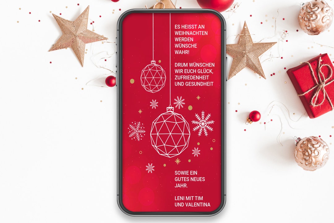 Weihnachtskarte digital, Weihnachtsgrüße via Whatsapp versenden Etsy.de
