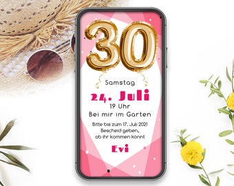 Invitation à la célébration de la fête d’anniversaire 18 20 30 40 50 60 - carte numérique, par exemple télécharger, WhatsApp, After Corona Party, imprimer vous-même, flyer