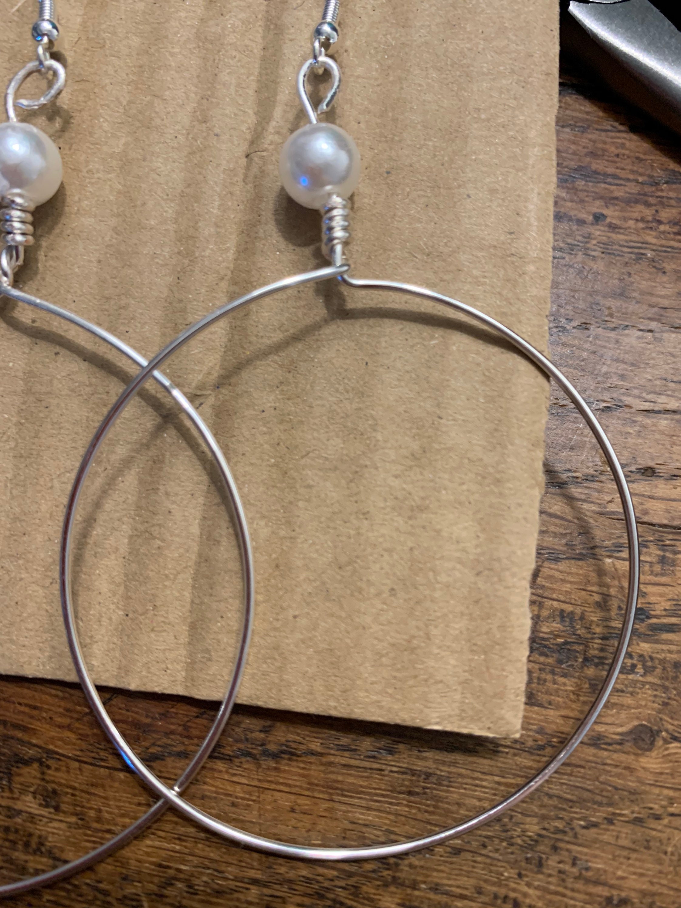 Simple dangle hoop earrings silver Etsy